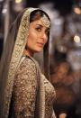 <p>Indian Bollywood actress Kareena Kapoor Khan showcases a creation by designer Sabyasachi at Lakme Fashion Week (LFW) Winter/Festive 2016 in Mumbai on late August 28, 2016. </p>