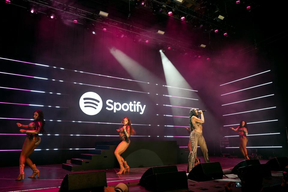 Coco Jones performs at Spotify's 2024 Best New Artist Party at Paramount Studios on Thursday in Los Angeles.