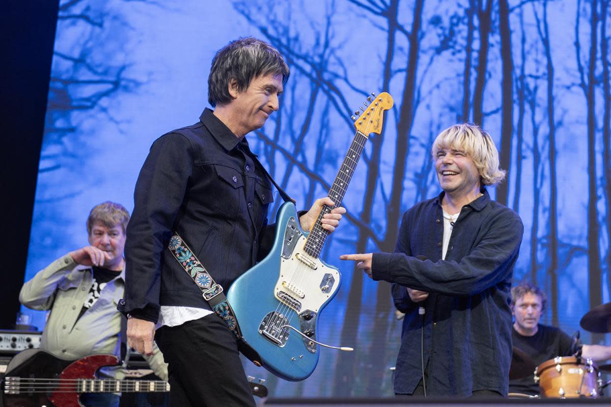 Johnny Marr with Tim Burgess at Scarborough OAT. Photo by Dave Lawrence