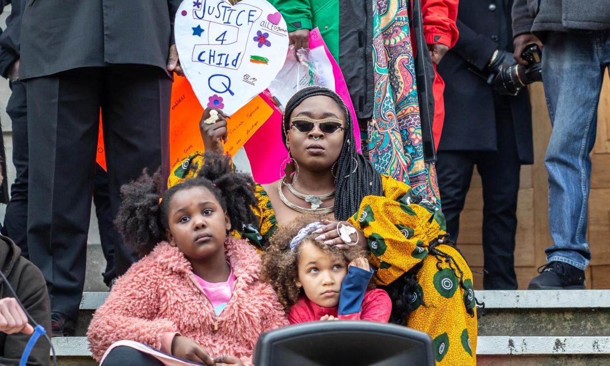 <span>Protesters in east London in March 2022 demonstrate against the strip-searching of a 15-year-old black schoolgirl. </span><span>Photograph: Sabrina Merolla/ZUMA Press Wire/REX/Shutterstock</span>