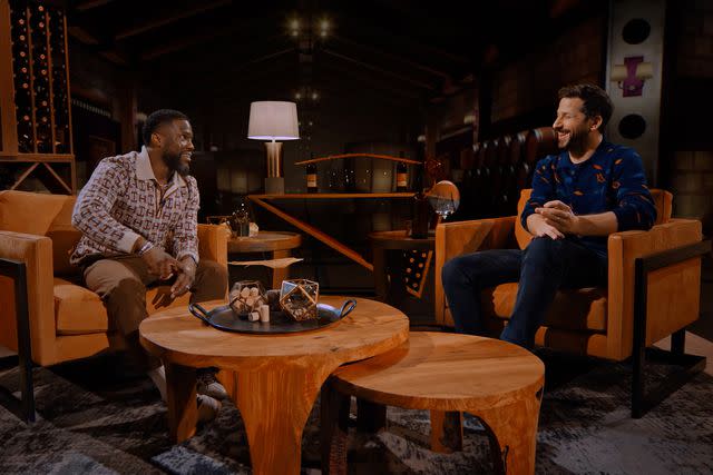 <p>Peacock</p> Andy Samberg and Kevin Hart on 'Hart to Heart'