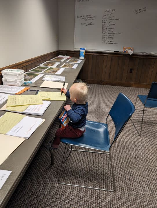 What Smith refers to as Lakeview’s “youngest volunteer” at the Lakeview command center.