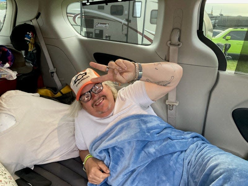 Hans Huselbos and a friend camped in what Hulsebos calls the Indianapolis Motor Speedway “party lot” from Carb Day to race day, sleeping in a minivan.