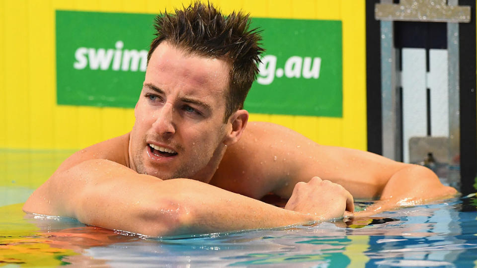 Pictured here, James Magnussen in the pool after a swimming race in Australia. 