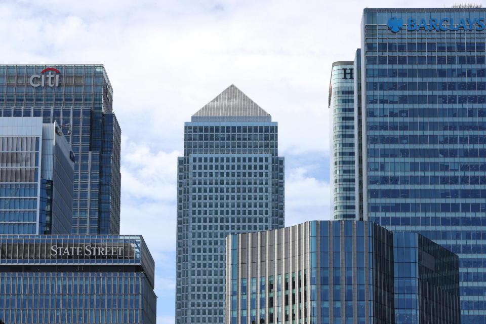 A general view of the Canary Wharf skyline: PA