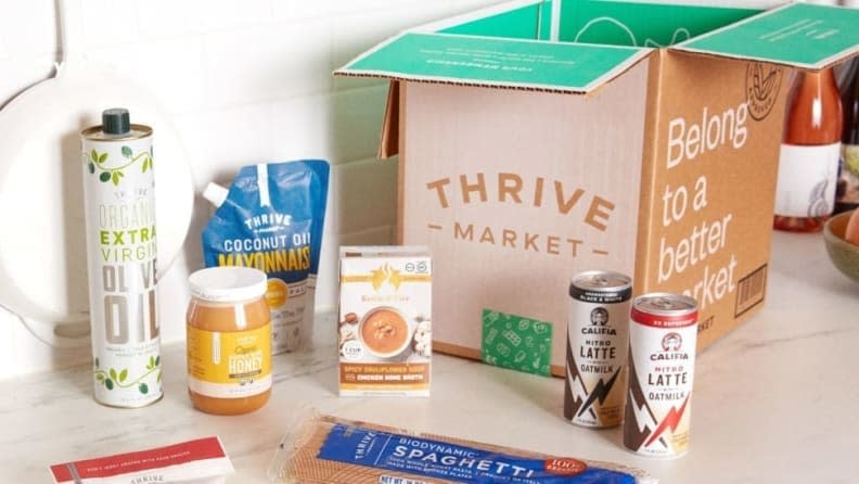 A Thrive Market meal box on a countertop.