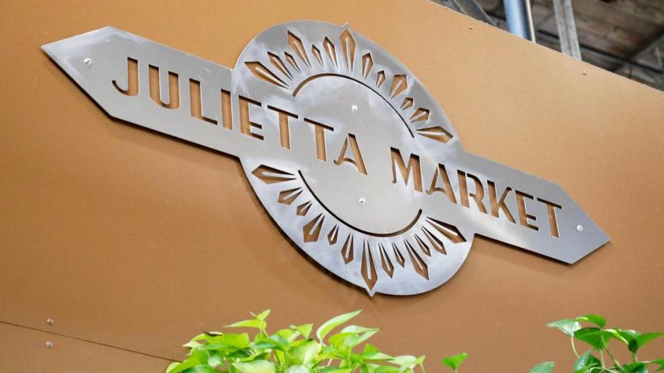 A Julietta Market sign overlooked the vendors inside Greyline Station. The market left at the end of October.