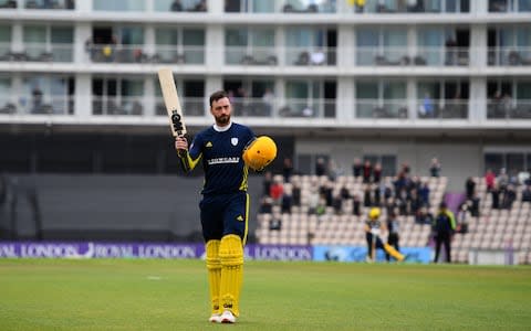 James Vince of Hampshire leaves the field after being dismissed for 190 during the Royal London One Day Cup match between Hampshire and Gloucestershire at The Ageas Bowl on April 26, 2019 in Southampton, England - Credit: Getty Images