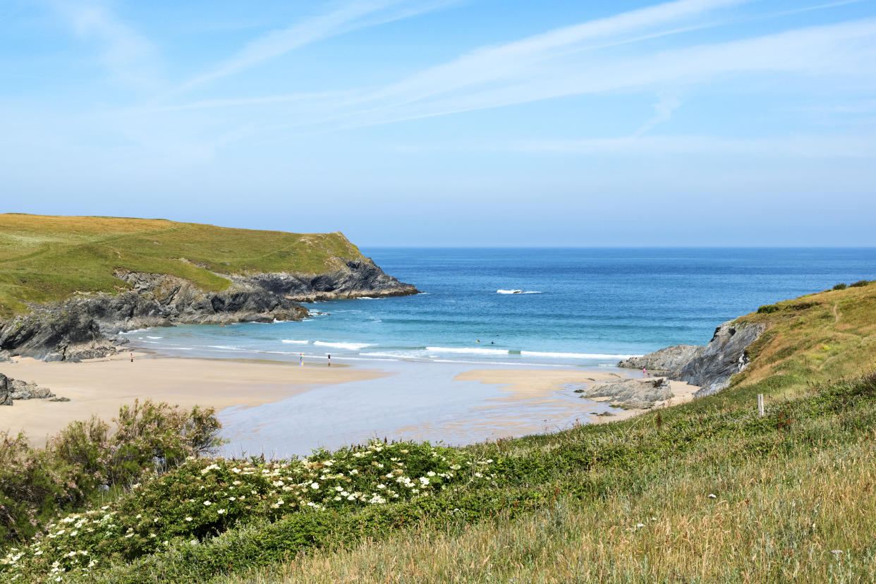 Beach and cove at Porth Joke, Pentire in Cornwall, England. (Getty Images)