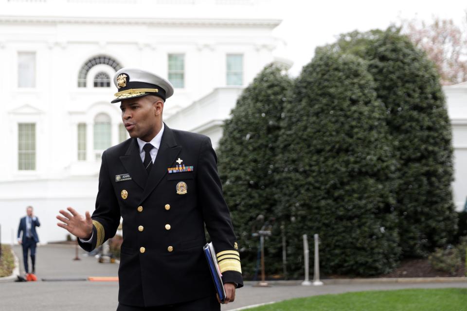 Surgeon General Jerome Adams at the White House on March 20, 2020.