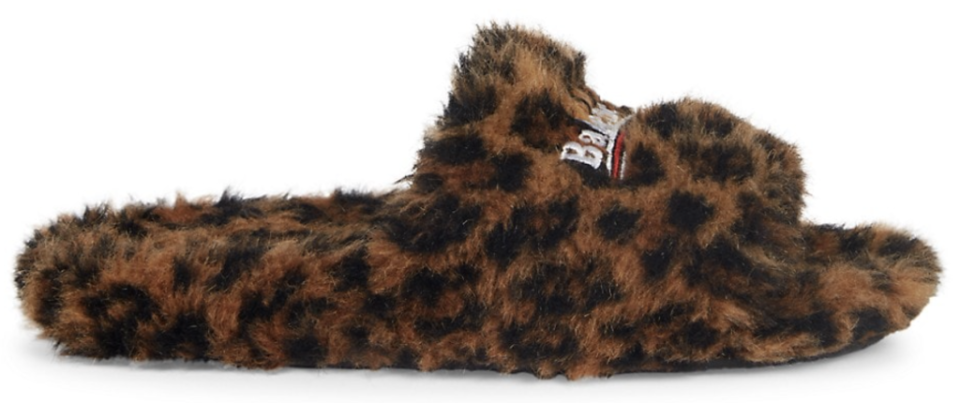 Balenciaga’s faux fur slides. - Credit: Courtesy of Saks Fifth Avenue