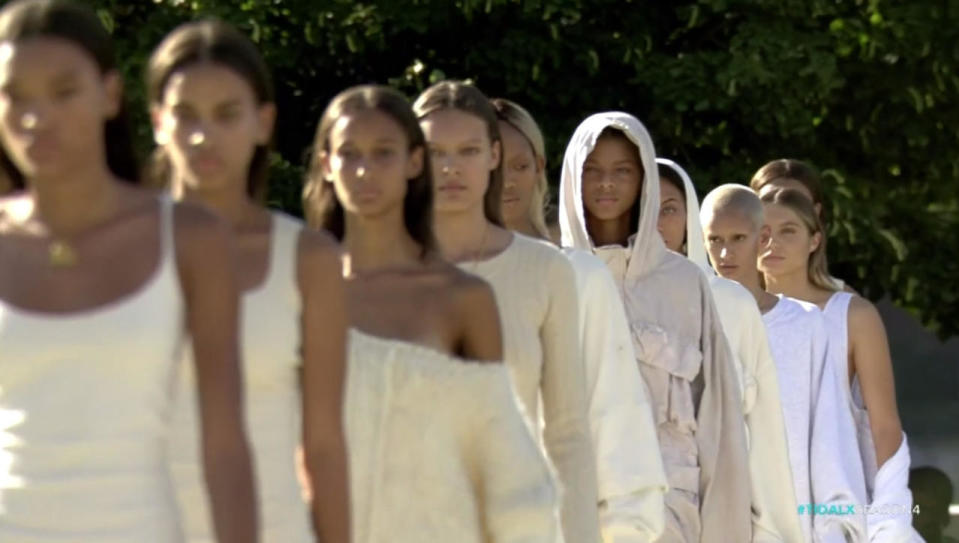 Models walk the runway at the Yeezy Season 4 show in New York City.