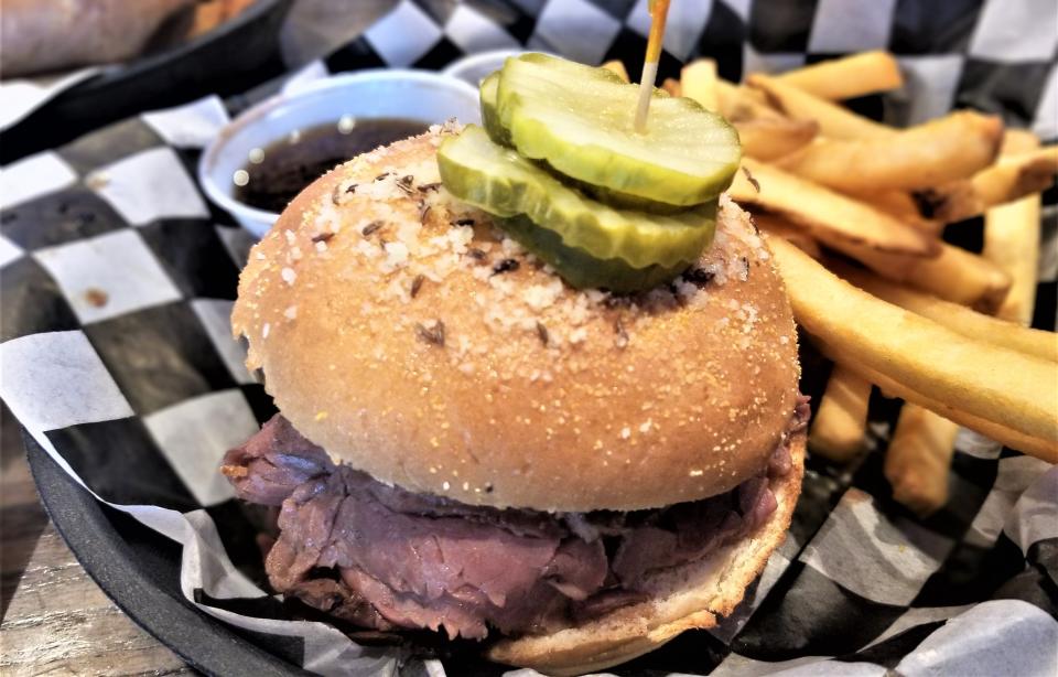 The beef on weck with a side of fries at Parrot Patio Bar & Grill's Bradenton location photographed Aug. 22, 2022.