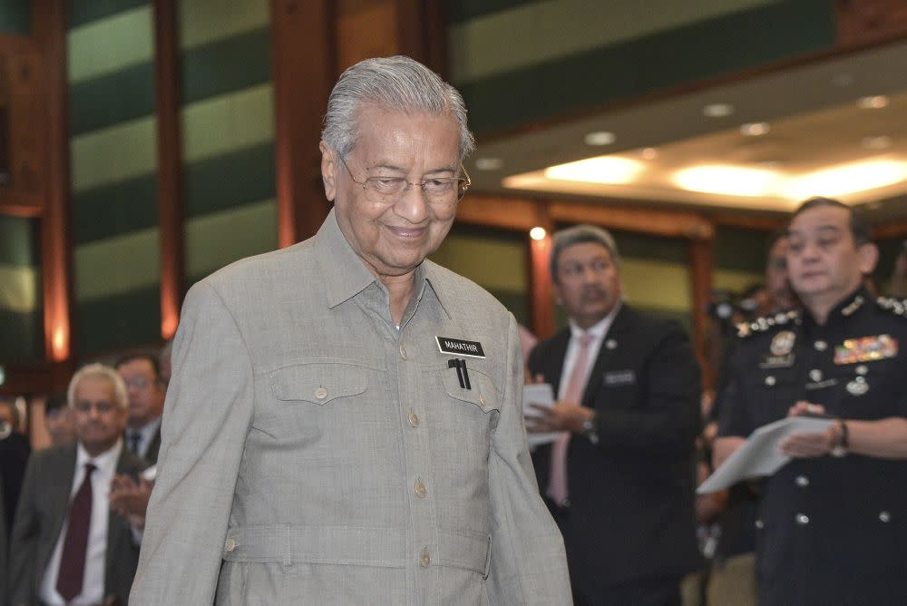 Earlier today, Dr Mahathir during a question-and-answer session at a conference said there was no need for anti-hopping laws as members of a political party linked to a bad government may need to switch sides. — Picture by Shafwan Zaidon