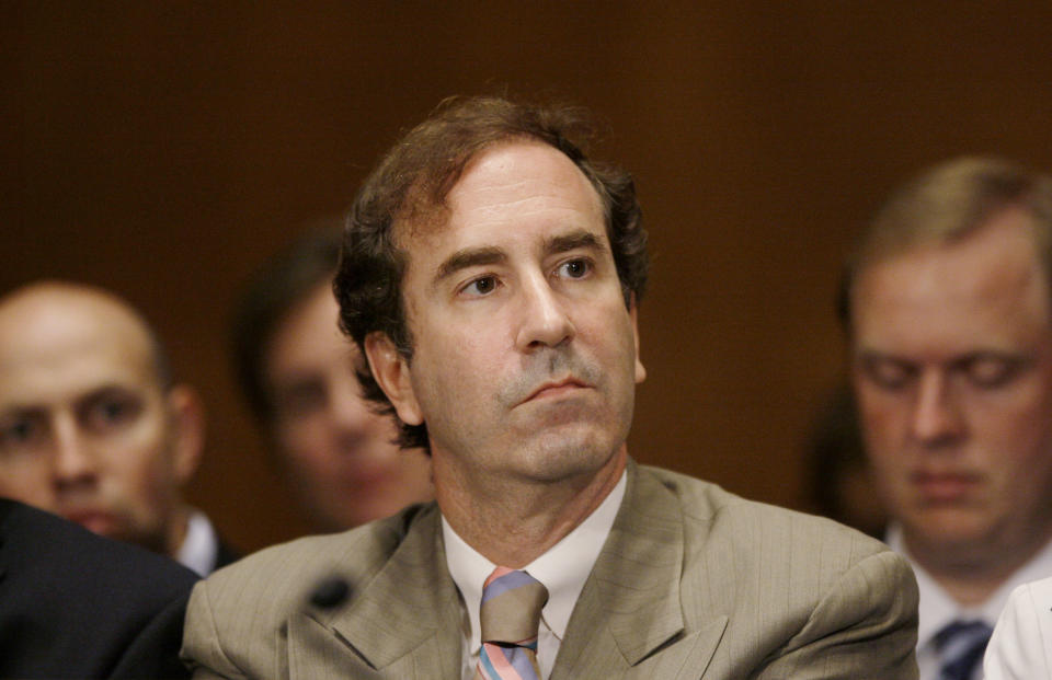 Harry Markopolos, a fraud investigator and former securities industry official, listens to testimony from David Kotz, the Securities and Exchange Commission (SEC) inspector general, not pictured, Thursday, Sept. 10, 2009, during a Senate Banking Committee hearing regarding Bernard Madoff. (AP Photo/Haraz N. Ghanbari)