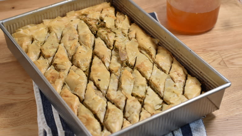 baking baklava in the oven