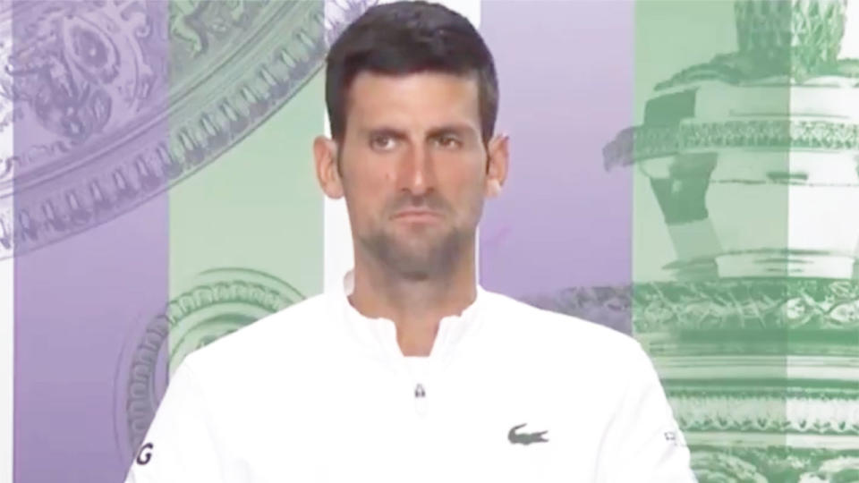 Novak Djokovic was asked by a reporter what it felt like to be the bad guy of tennis. Pic: Wimbledon