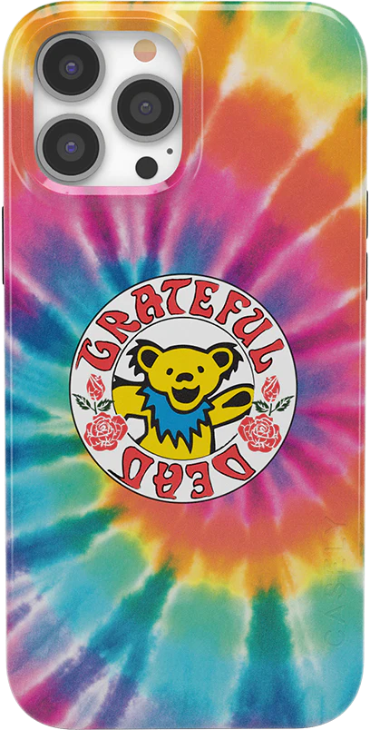 tie dye iphone case with grateful dead bear in center