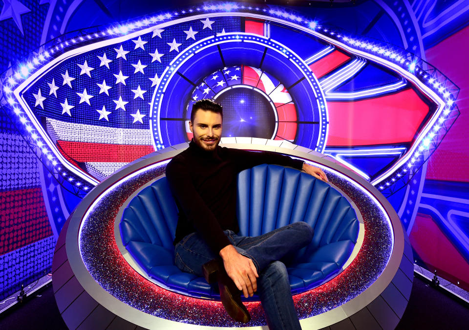 Presenter Rylan Clark in the diary room of the new look Big Brother house in Borehamwood, Hertfordshire before the start of the UK vs USA Celebrity Big Brother this Thursday.