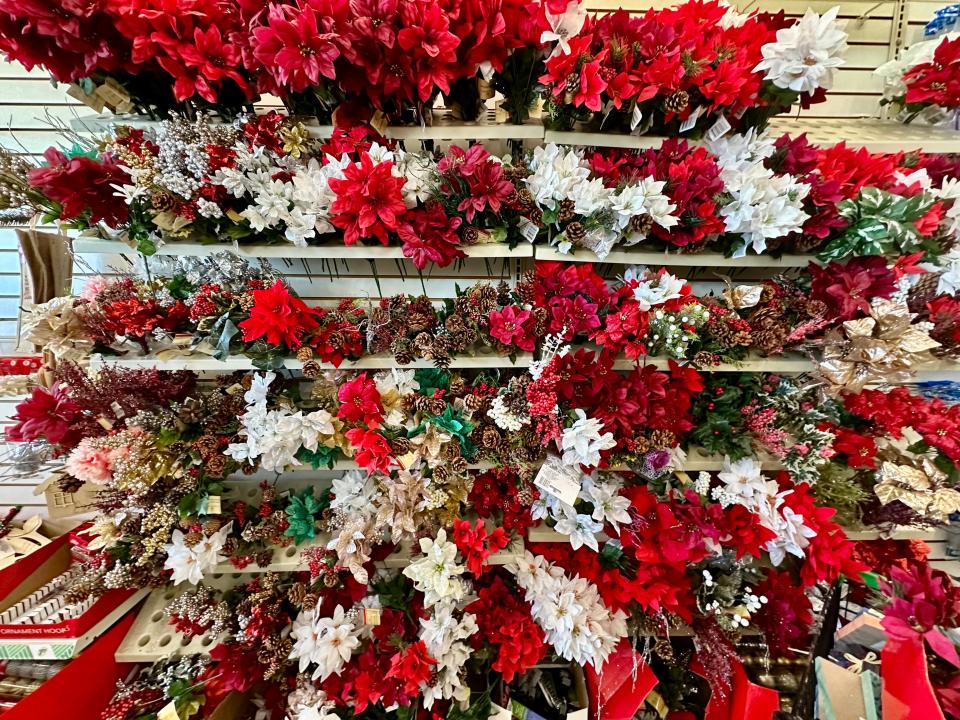 Floral decor at Dollar Tree.