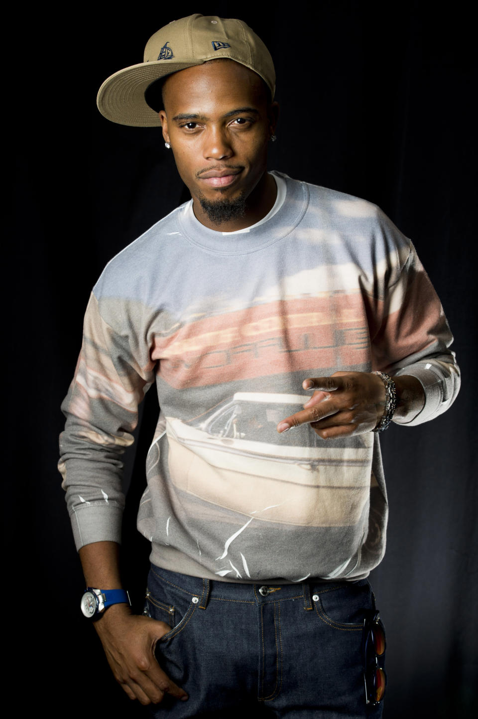 In this April 30, 2012 photo, Atlanta-based recording artist B.o.B poses for a portrait in New York. B.o.B released his sophomore album "Strange Clouds," on Tuesday. (AP Photo/Charles Sykes)