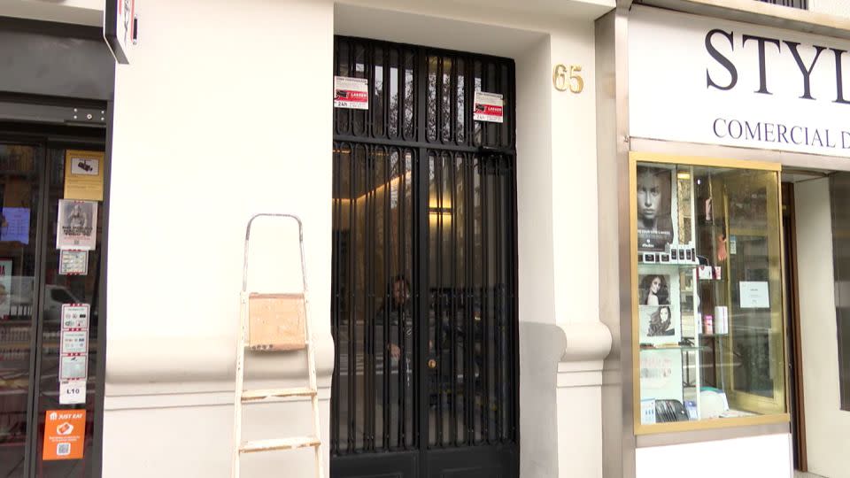 The entrance to Ana Maria Knezevich Henao's apartment in Madrid. - CNN