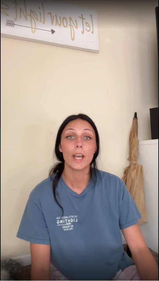 In this image from a TikTok livestream, Emily Davis talks Tuesday about her email to Gov. Kay Ivey and the response to it.