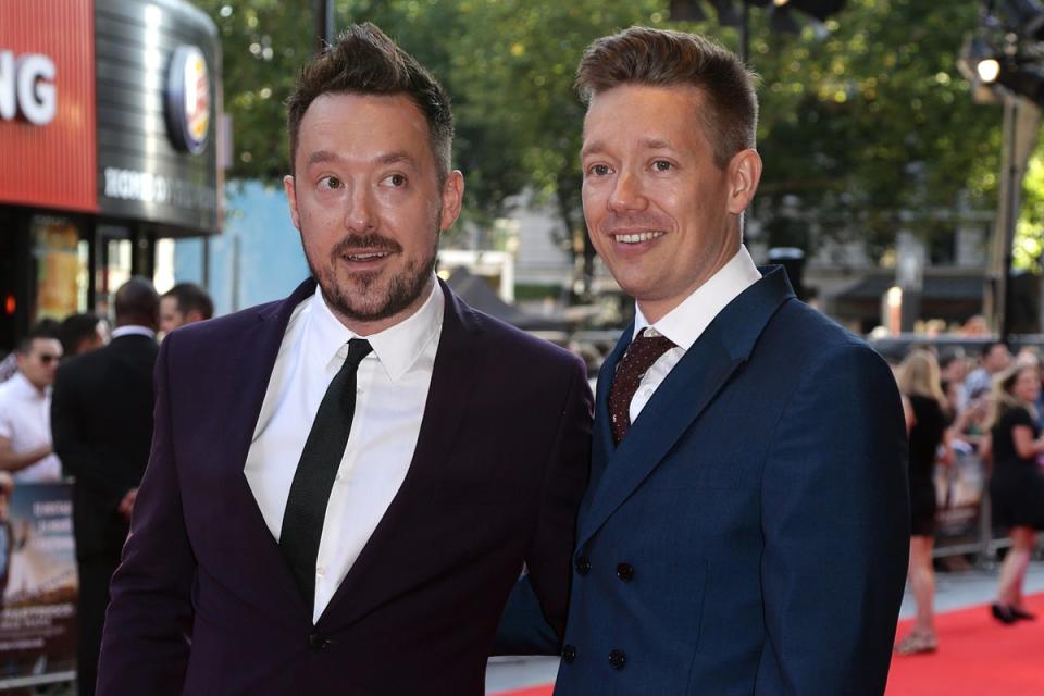 Writers/Executive producers Neil Gibbons (left) and Rob Gibbons arriving for the premiere of Alan Partridge : Alpha Papa, at the Vue West End in Leicester Square, central London. (PA)
