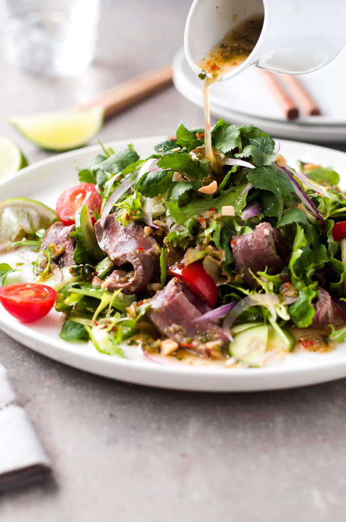 Use your sharpest knife to slice the beef that thin. Recipe: Thai Beef Salad 