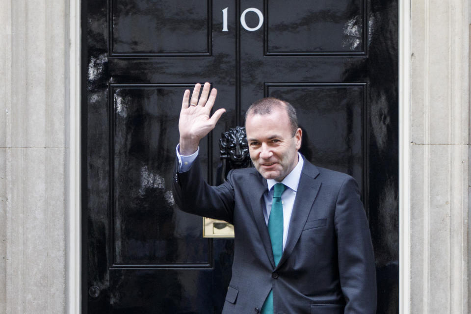 Manfred Weber at Downing Street for talks over Brexit with Theresa May in November 2017 (Getty)