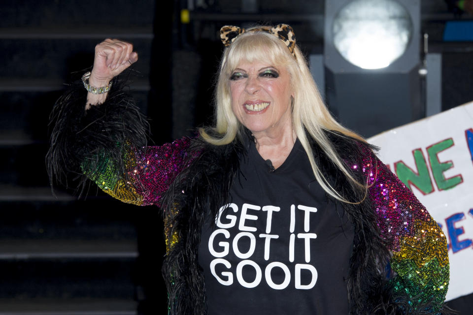 Julie Goodyear is evicted from the Big Brother House  at Elstree Studios on September 5, 2012 in Borehamwood, England. (Photo by Simon Burchell/Getty Images)