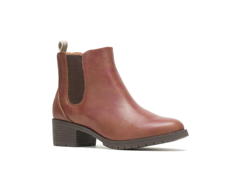 Hadley Chelsea Boot in Cognac Leather. Image via Hush Puppies.