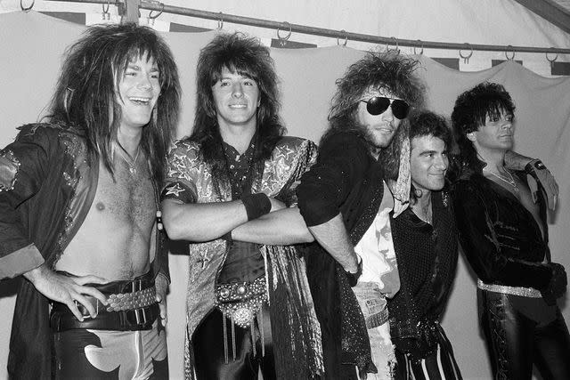 <p>Birmingham Post and Mail Archive/Mirrorpix/Getty</p> David Bryan, Richie Sambora, Jon Bon Jovi, Tico Torres and Alec John Such in August 1987