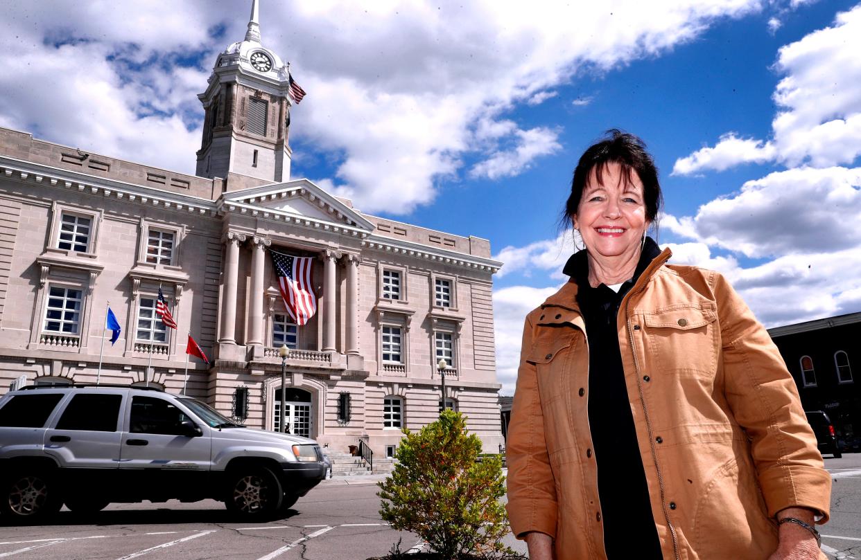 Maury County Mayor Sheila Butt in front of the Maury County Courthouse on Thursday, April 4, 2024, in Columbia, Tenn.