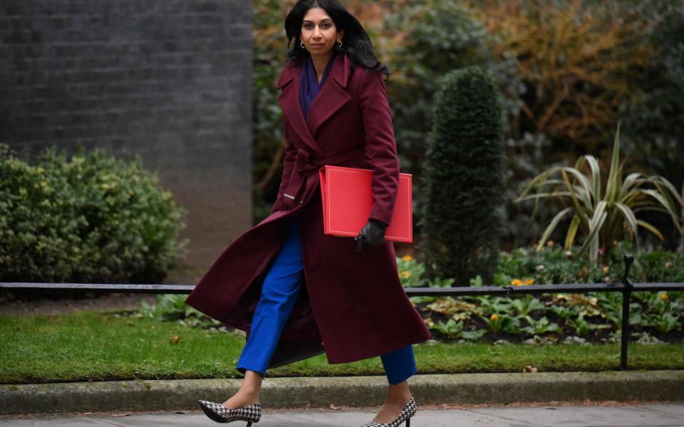 Suella Braverman, the Home Secretary, arrives in Downing Street this morning - Daniel Leal/AFP