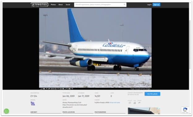 <span>A screenshot showing the EY-534 aircraft, taken on June 3, 2024 </span>