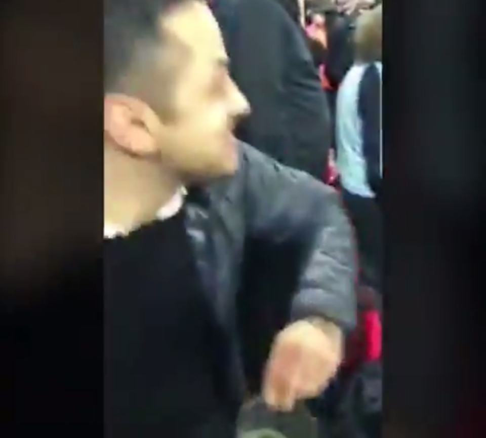 Tottenham fans decided to capture their stupid stunt on video. (Screenshot: Twitter)