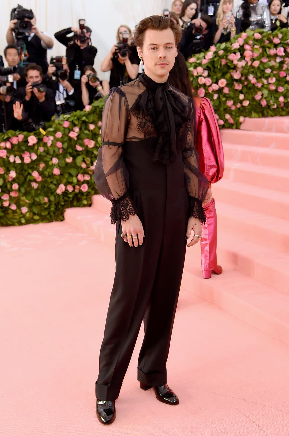 new york, new york may 06 harry styles attends the 2019 met gala celebrating camp notes on fashion at metropolitan museum of art on may 06, 2019 in new york city photo by jamie mccarthygetty images