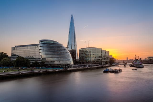 London City Hall by River Thames at sunset, UK.