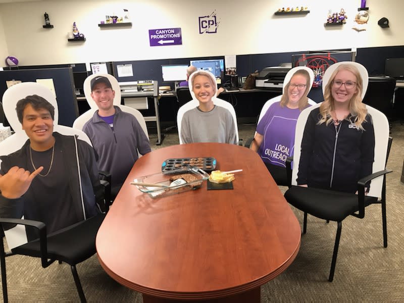 Grand Canyon University in Arizona sold cutouts for students to send back home. (Photo: Renate Spilger/Canyon Promotions)