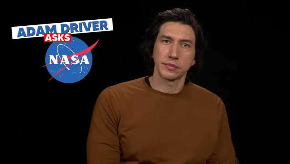  Adam Driver asks NASA all about asteroids and their impact threat to Earth in a new video. 