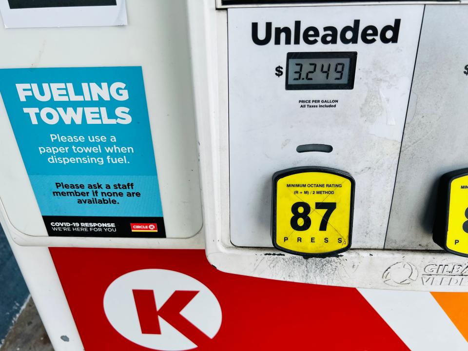 A fuel pump at the Circle K gas station at 320 State Road 415 and Doyle Road in Osteen shows its price for regular gasoline was $3.24 a gallon on Monday morning, Aug. 22, 2022. According to GasBuddy.com, it was the cheapest in Volusia County shortly before noon.