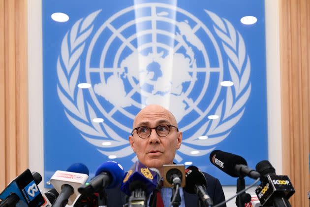 Volker Türk, the U.N. high commissioner for human rights, listens to questions from journalists at a June 4 news conference at U.N. offices in Putrajaya, Malaysia.