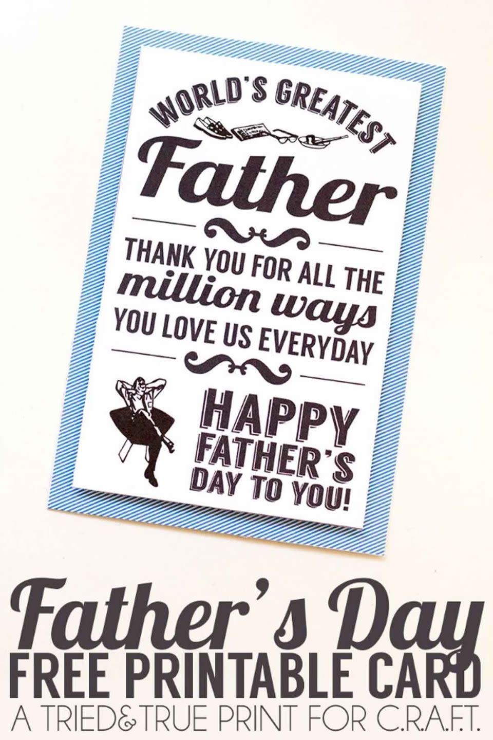 printable fathers day cards world's greatest father card