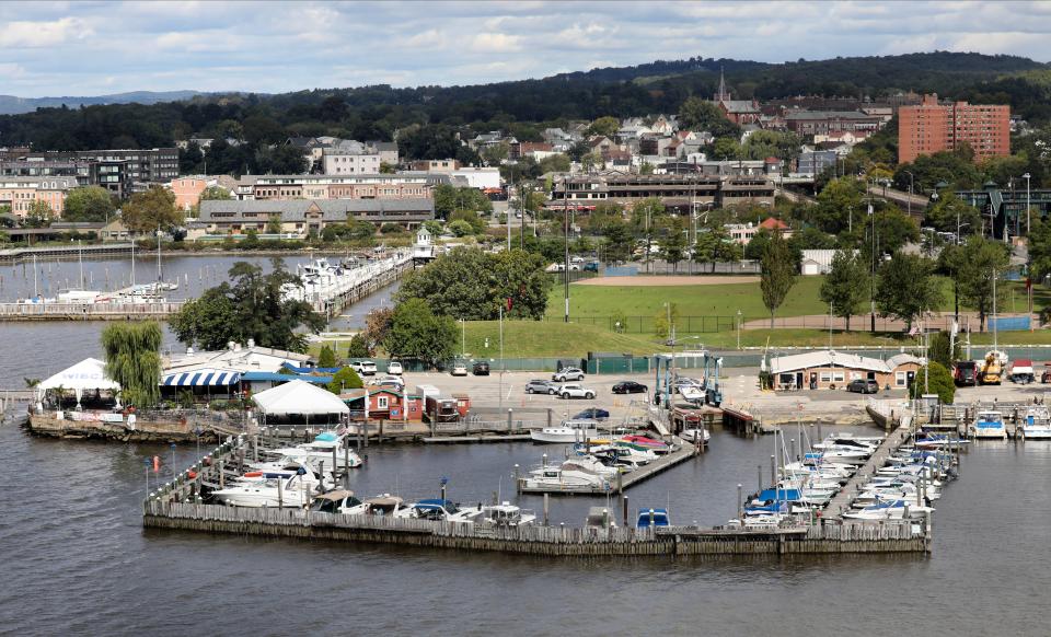 A view of the Washington Irving Boat Club and Losee Park in Tarrytown, is pictured from the shared use path of the Governor Mario M. Cuomo Bridge, Sept. 30, 2021.