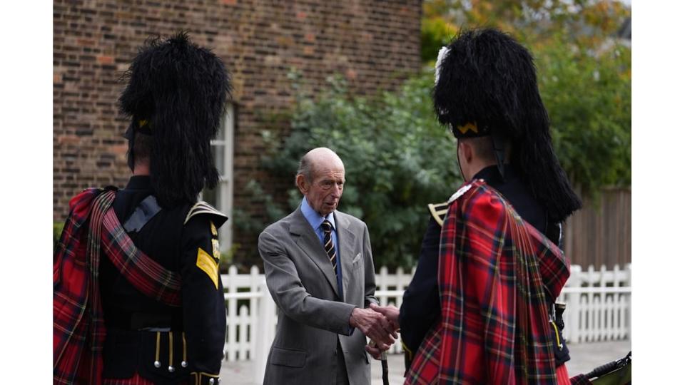 The Duke of Kent thanked the pipers after their performance