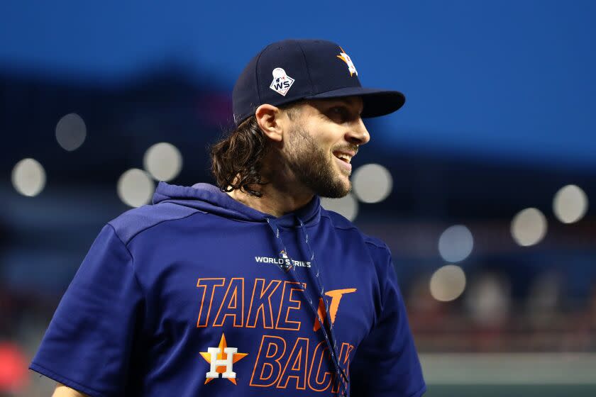 WASHINGTON, DC - OCTOBER 26: Jake Marisnick #6 of the Houston Astros is seen during batting practice.