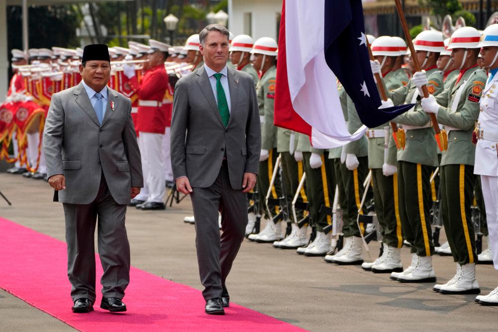 Australia’s defence minister Richard Marles, right, with Indonesian defence minister Prabowo Subianto during a meeting in Jakarta, Indonesia, in June 2023.