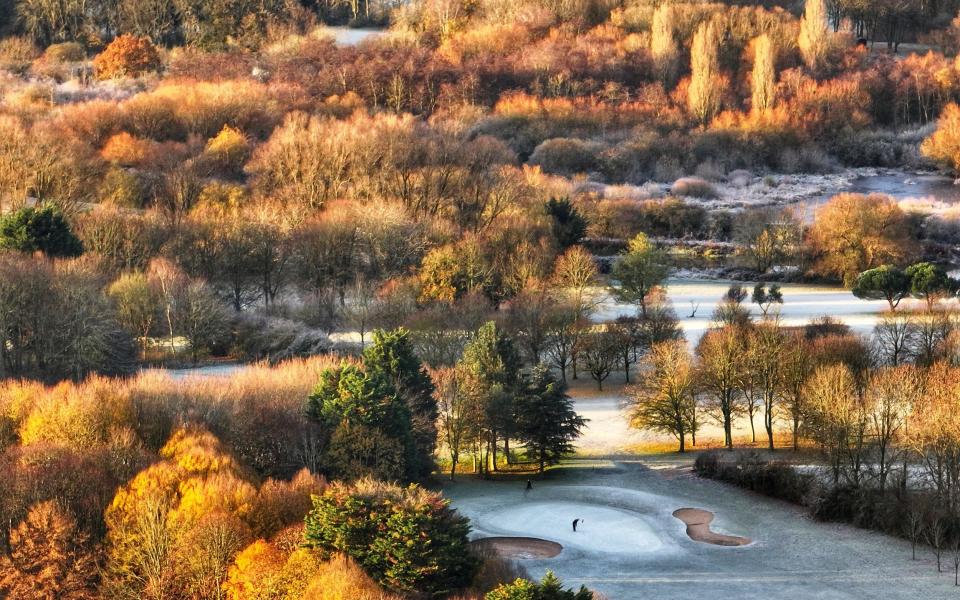 Icy greens at Thorpe Wood Golf Course in Peterborough