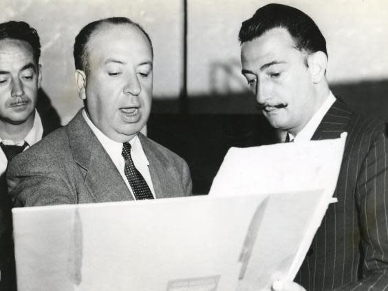 The artist (right) with director Alfred Hitchcock. Dali designed sets and costumes for a 20-minute dream sequence in ‘Spellbound’ – but only three minutes made the final edit (Rex)